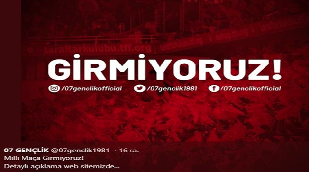 07 Gençlik milli maça girmiyor