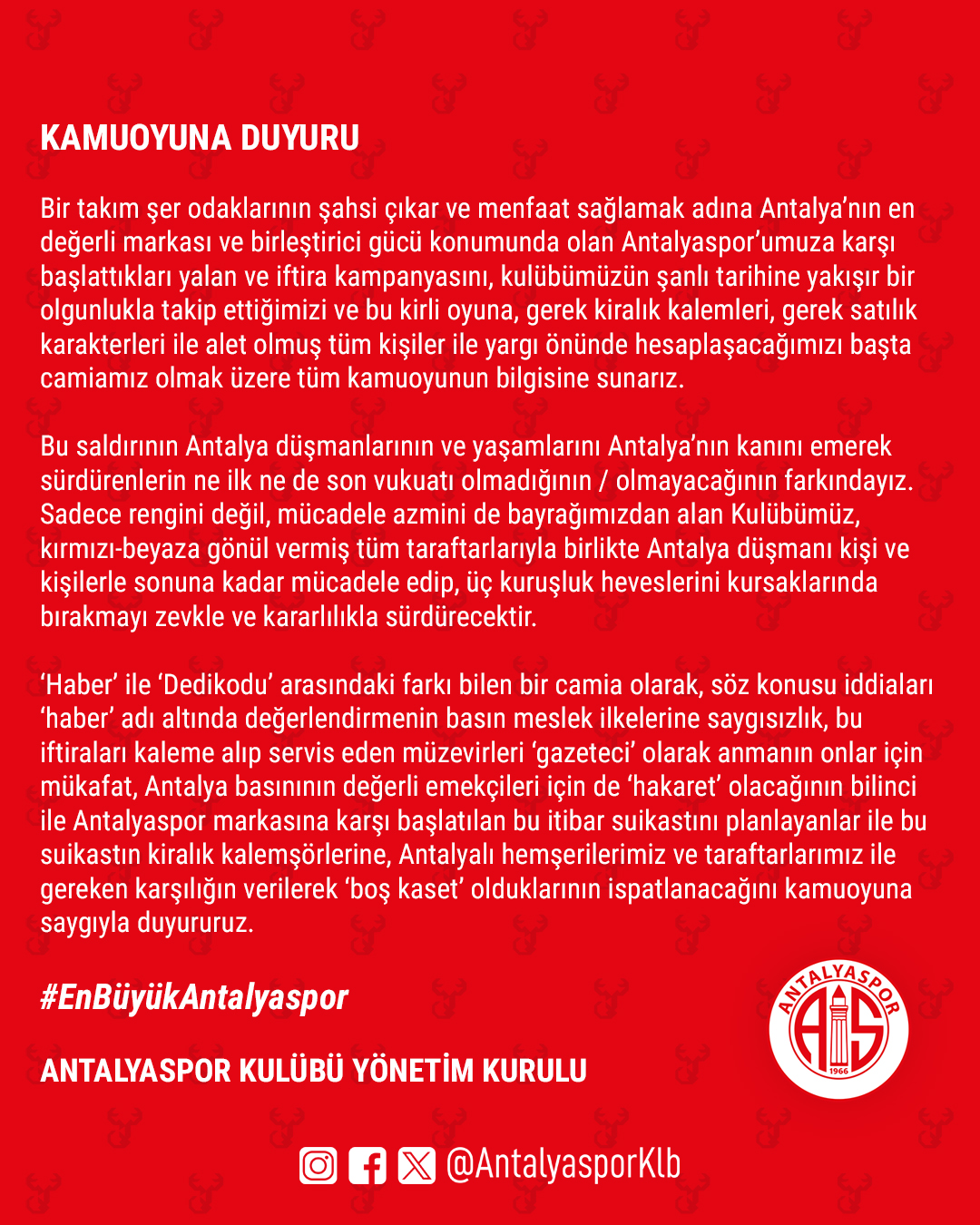 Antalyaspor'dan Açıklama