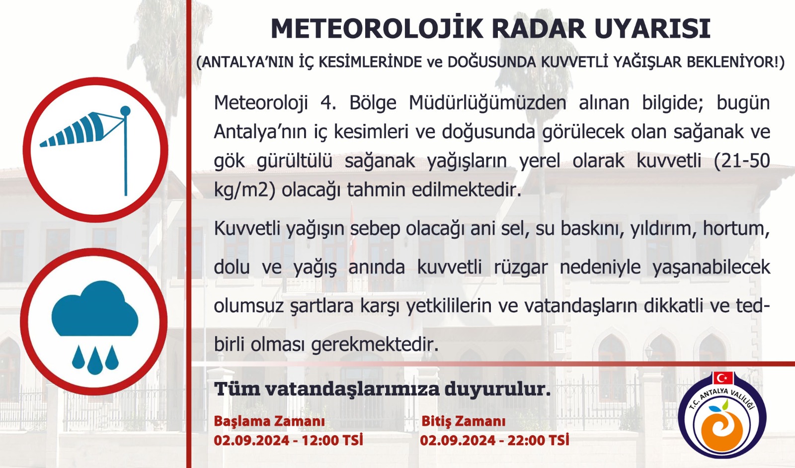 Antalya’da Kuvvetli Yağış Bekleniyor! Sel ve Fırtına Tehlikesi