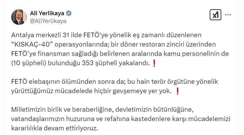 Antalya Merkezli 31 İlde FETÖ'ye Operasyon: 353 Gözaltı