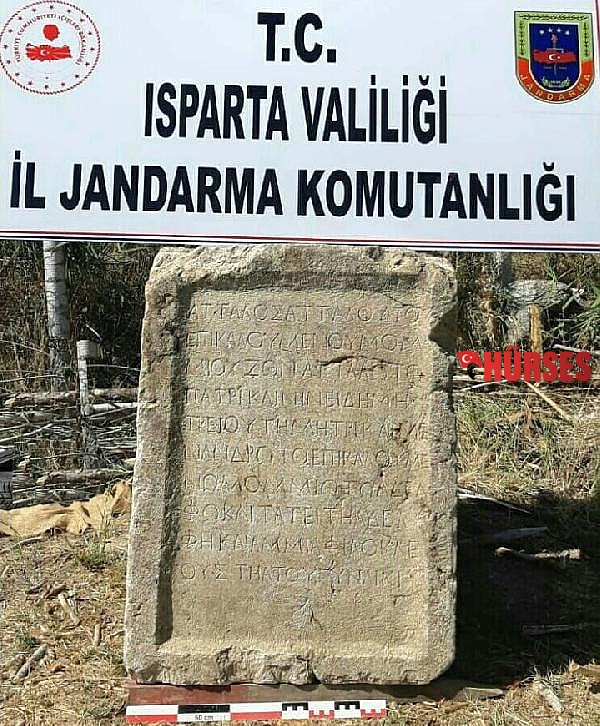 Isparta'da 1800 yıllık kitabe ele geçirildi