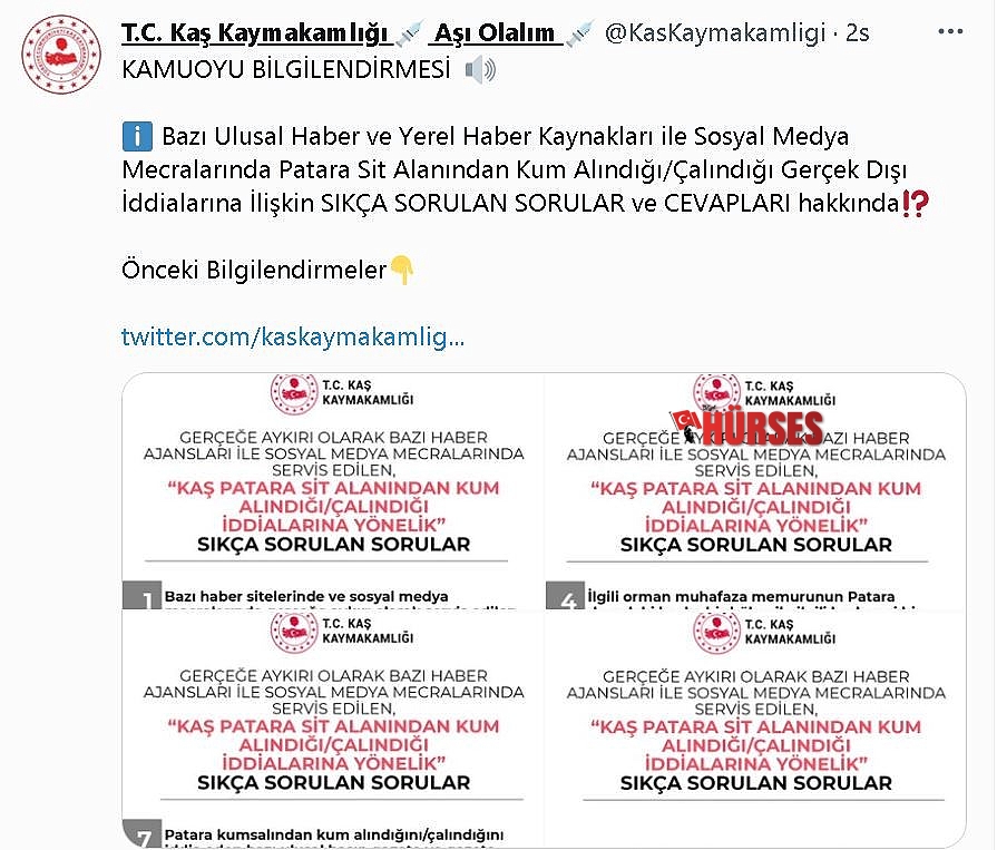 Kaş Kaymakamlığı 'Patara'dan Kum Çalındı' iddialarını yalanladı