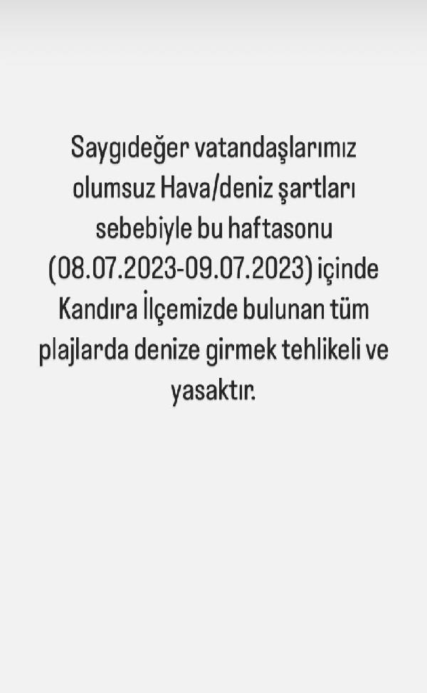 Kandıra'da hafta sonu denize girmek yasaklandı