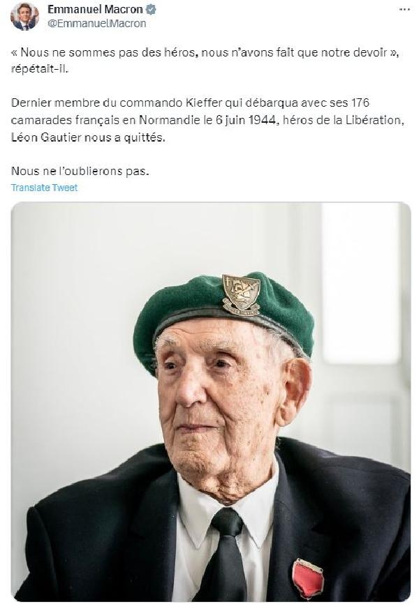 Normandiya Çıkarması'na katılan son Fransız komandosu hayatını kaybetti
