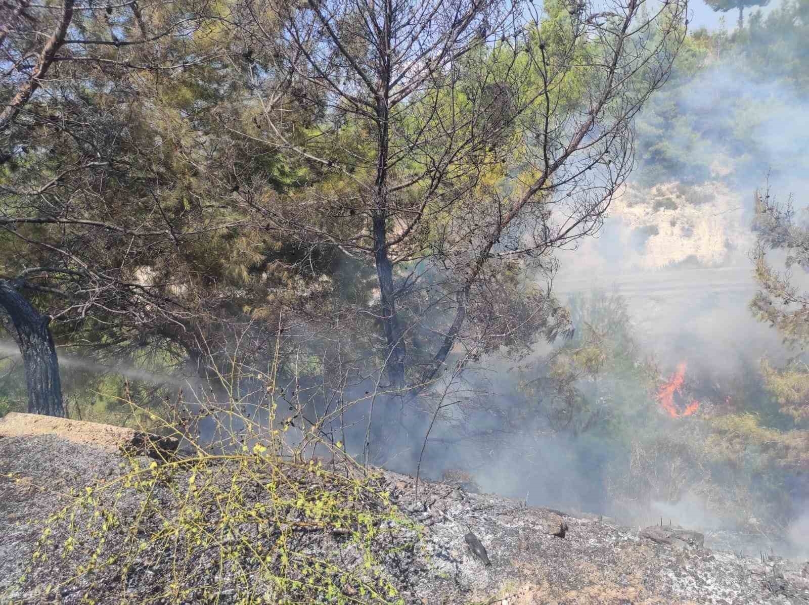 Antalya'da çöp dökülen alandaki yangına helikopterle müdahale edildi