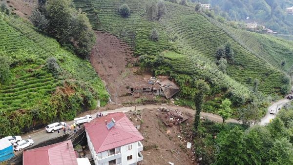 Heyelan sonrası hasar tespiti yapılıyor