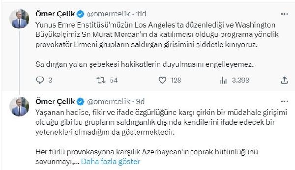 AK Parti'li Çelik: Los Angeles'taki provokatör saldırgan girişimi kınıyoruz