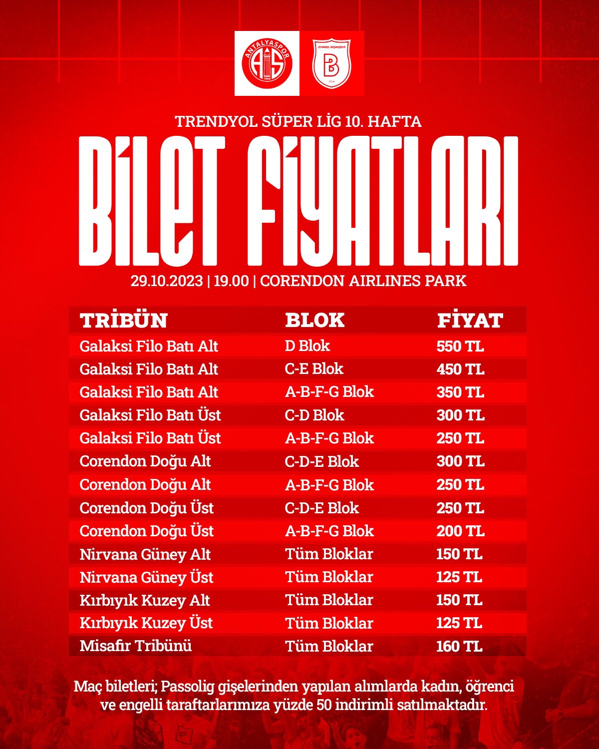İşte Başakşehir maçı bilet fiyatları