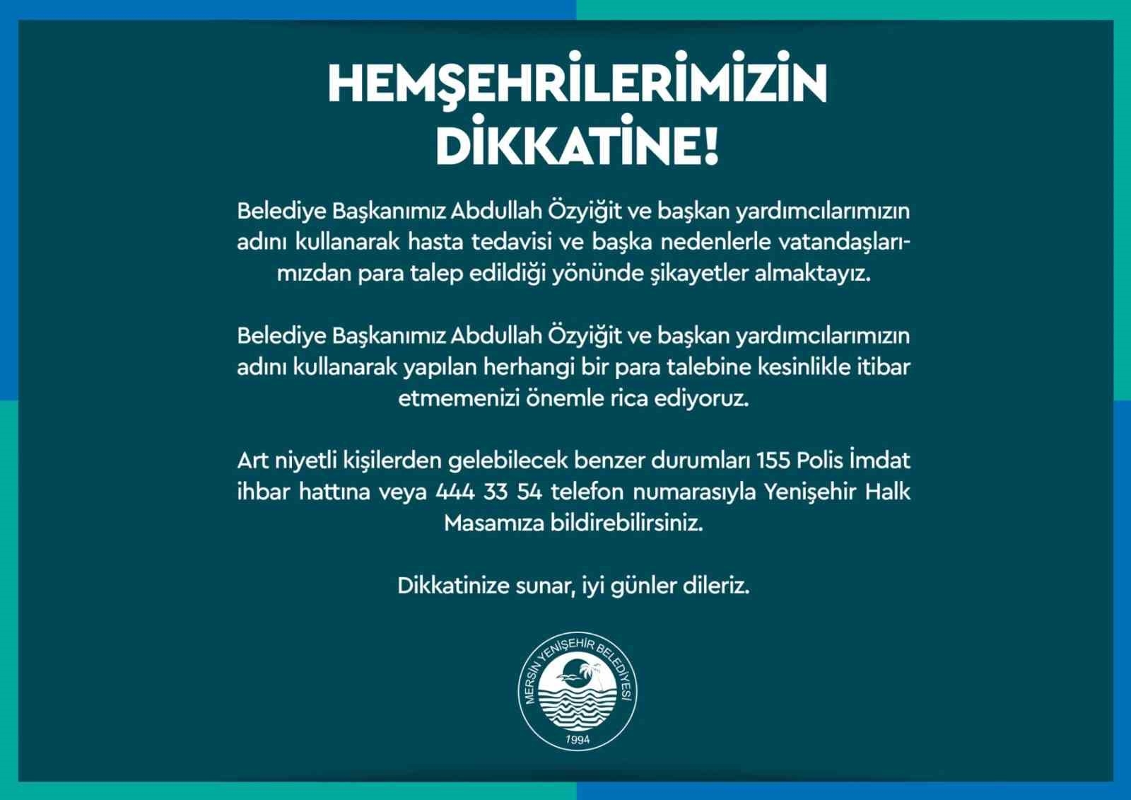 Başkan Özyiğit, dolandırıcılara karşı vatandaşları uyardı