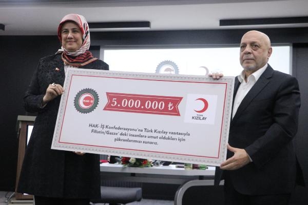 HAK-İŞ'ten Gazze'ye 5 milyon liralık bağış