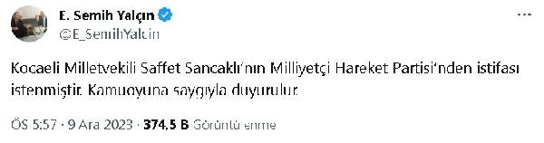 MHP'de Saffet Sancaklı'nın istifası istendi
