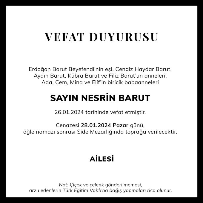 Bahar’dan Barut için başsağlığı