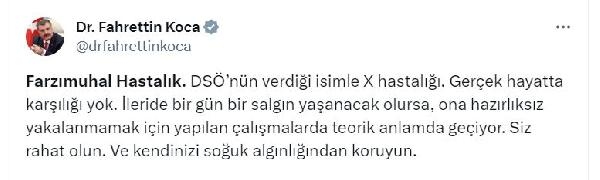 Bakan Koca'dan 'X hastalığı' açıklaması: Gerçek hayatta karşılığı yok