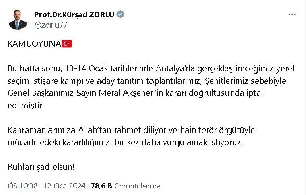İYİ Parti'nin Antalya kampı iptal edildi ! İşte nedeni