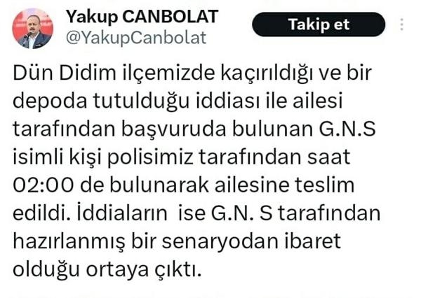 Kaçırılıp alıkonulduğunu söylemişti, senaryo çıktı