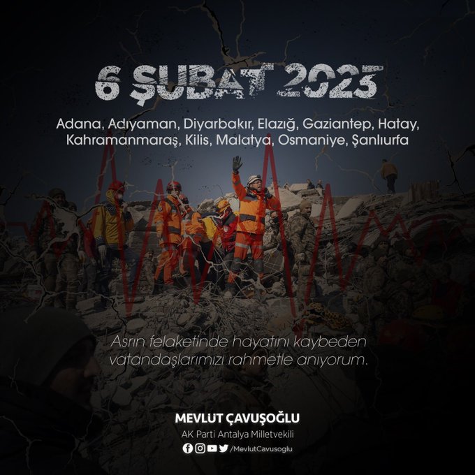 Çavuşoğlu’ndan 6 Şubat anması
