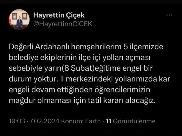 Okullar tatil edildi