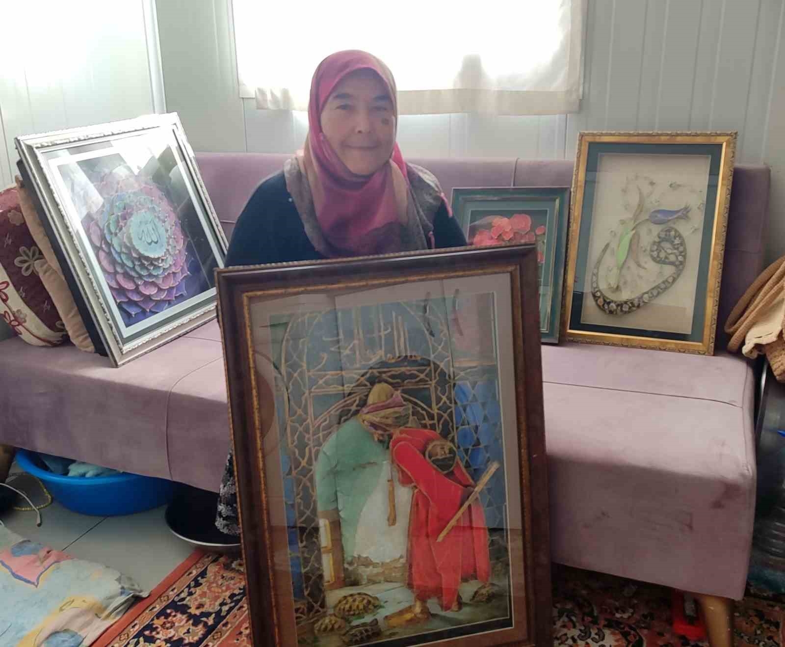 Depremzede kadının tablo tutkusu geçim kaynağı oldu