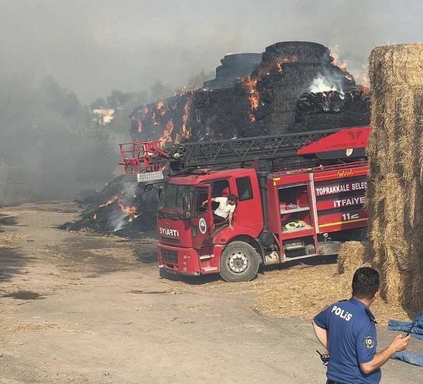 Osmaniye'de saman balyası yangını söndürüldü
