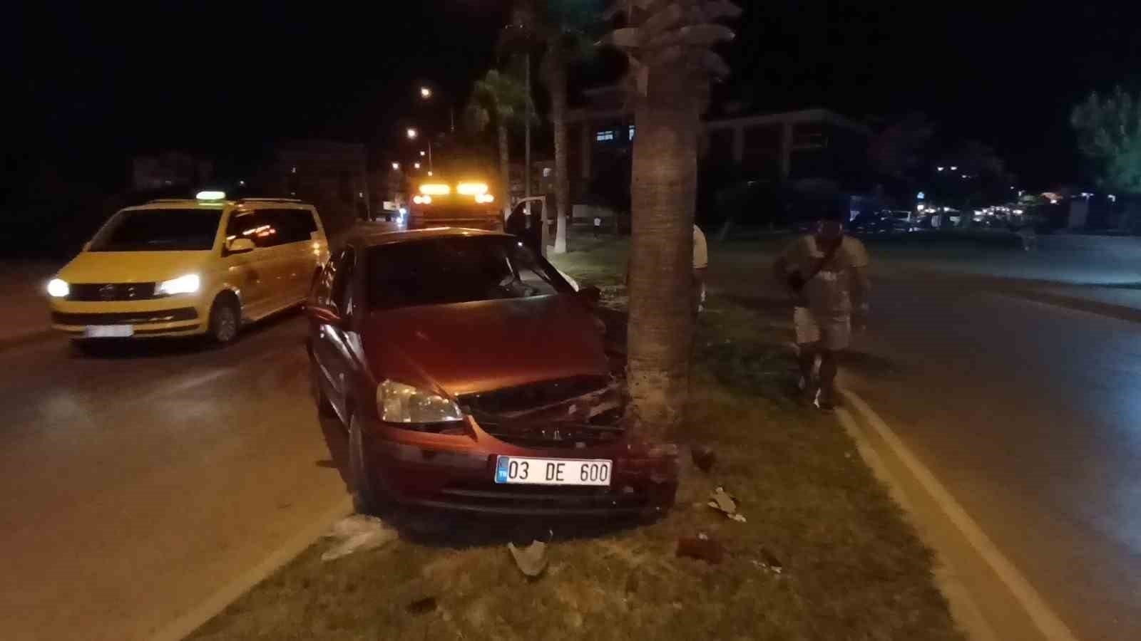 Palmiye ağacına çarpan 80 yaşındaki sürücü yaralandı