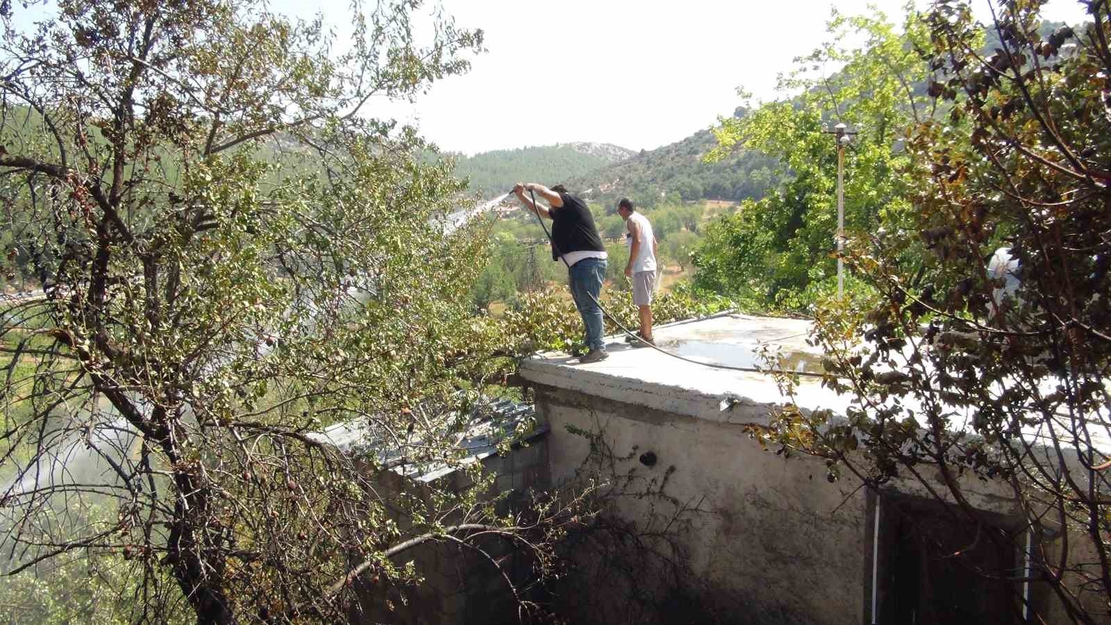 Mersin'de orman yangını, alevler evleri teğet geçti