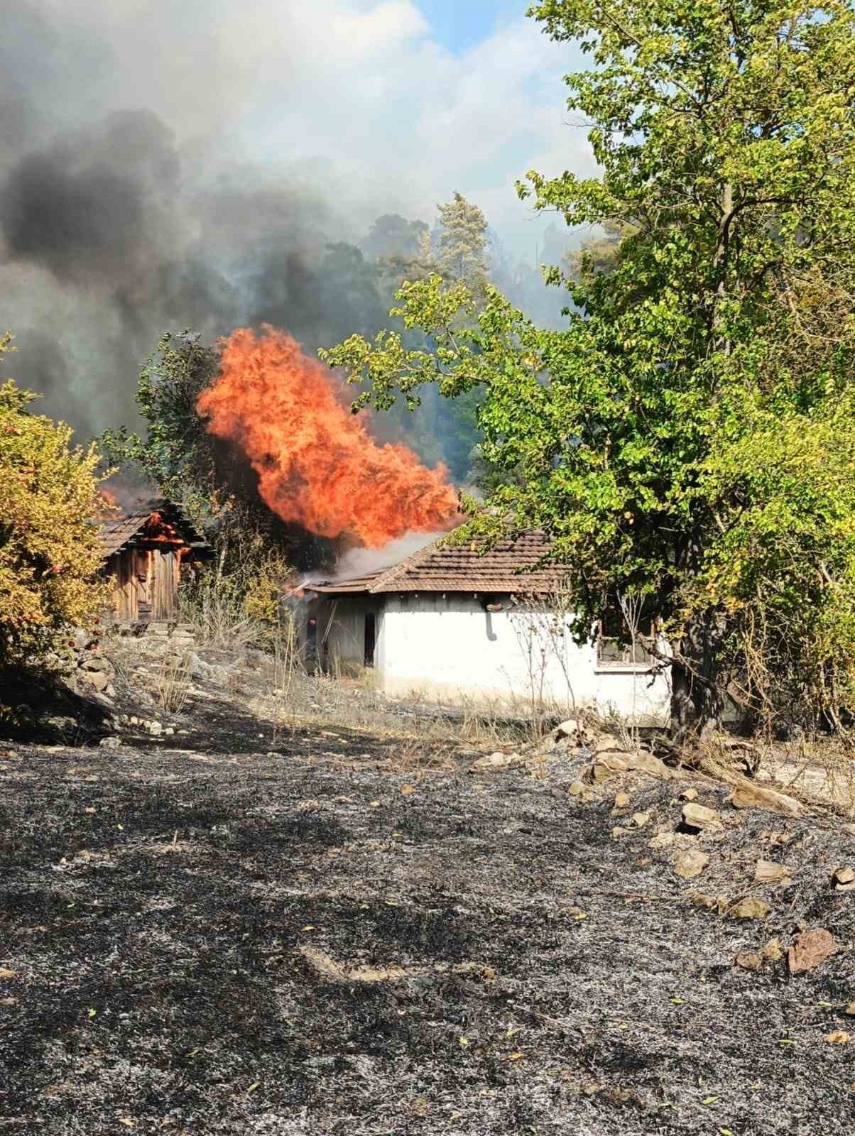 Kumluca'da orman yangınında alevlerin sıçradığı ev kullanılamaz hale geldi