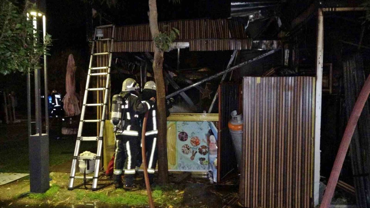 Konyaaltı Sahili’ndeki kafe yanarak küle döndü, 5 yavru köpek telef oldu