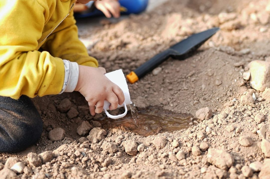 Minik eller tohumları toprakla buluşturdu