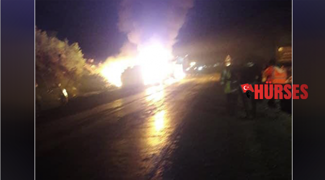 TIR dorsesinde gece yangın çıktı