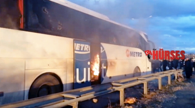 Otobüs alev aldı