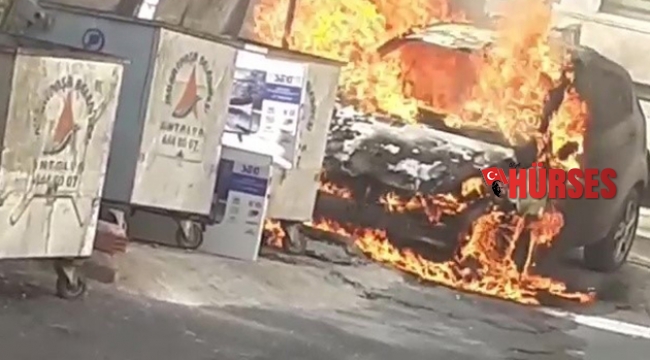 Antalya’da otomobil cayır cayır yandı