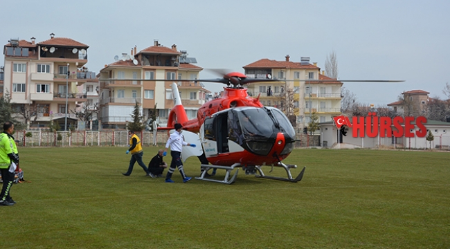 Kalp krizi geçiren vatandaşa hava ambulansı yetişti