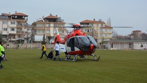 Kalp krizi geçiren vatandaşa  hava ambulansı yetişti