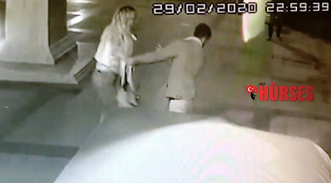 Sokak ortasında kadından erkeğe şiddet