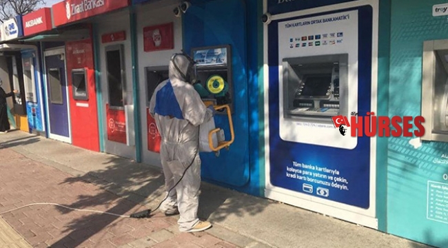 Kepez’de bankamatikler dezenfekte ediliyor