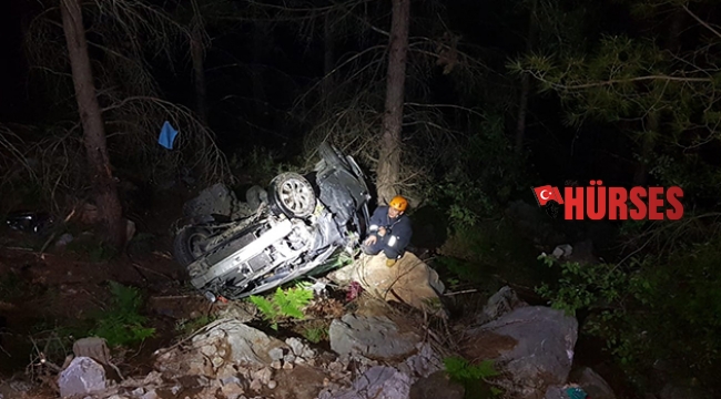 Alanya’da otomobil uçuruma yuvarlandı
