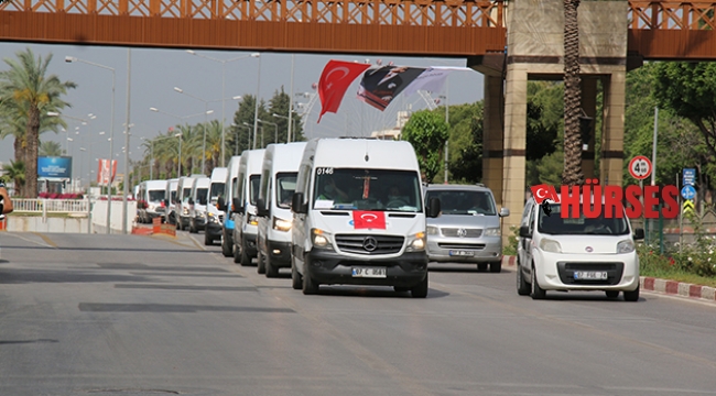 Antalya'da Türk bayraklı yardım konvoyu