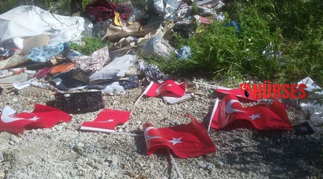 Çöpte bulunan Türk bayraklarına tepki