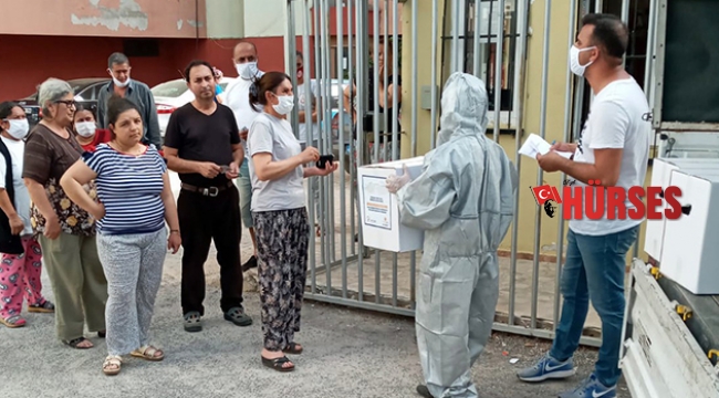 Karantina bölgesinde 213 eve gıda kolisi desteği