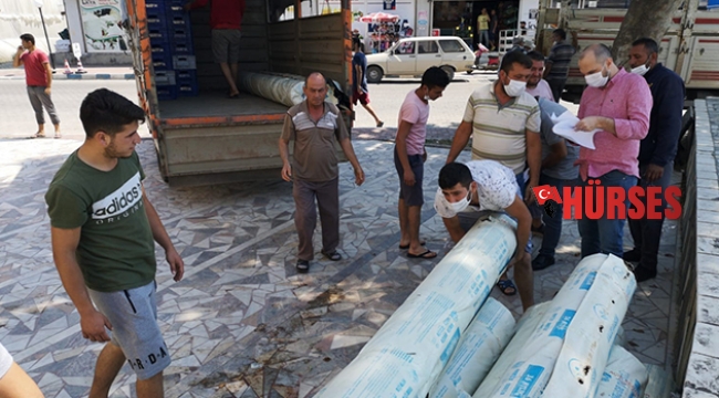 Afette zarar gören üreticiye sera naylonu desteği