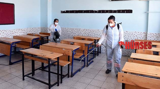 Sınavlar öncesi okullarda dezenfekte çalışması yapıldı