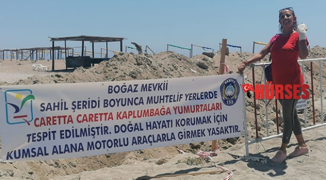 Caretta carettalar için iş makineleri sahile indi