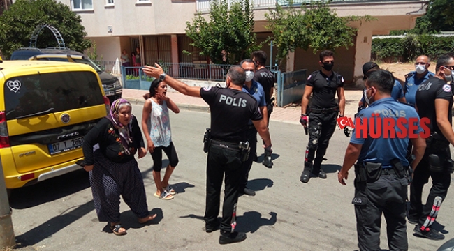 Eşi gözaltına alınan kadın, polislere zor anlar yaşattı