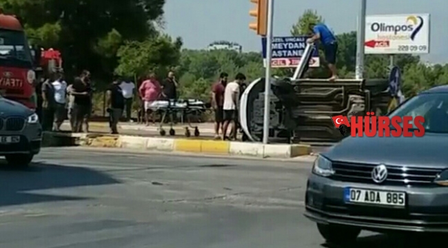 Otomobil yan yattı: 1 yaralı