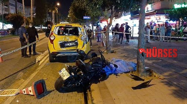 Alanya'da, park halindeki taksiye çarpan motosikletli öldü