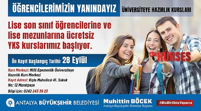 Büyükşehir'den öğrencilere ücretsiz kurs