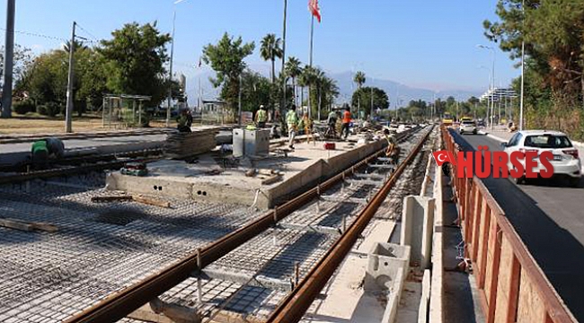 3. Etap Raylı Sistem çalışmaları Falez Kavşağı'nda