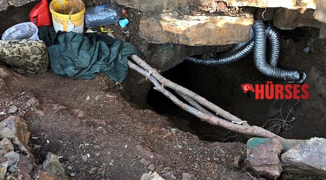 Kaçak kazı yaptıkları tünele, havalandırma sistemi kurmuşlar