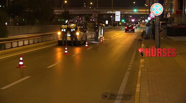 Konteynere çarpıp devrilen otomobilin sürücüsü alkollü çıktı