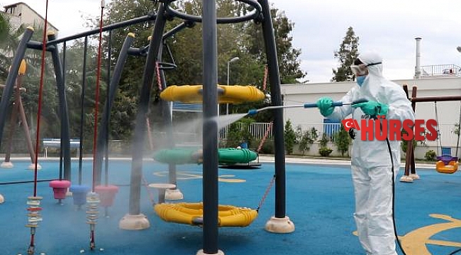 Park ve mesire alanları dezenfekte ediliyor